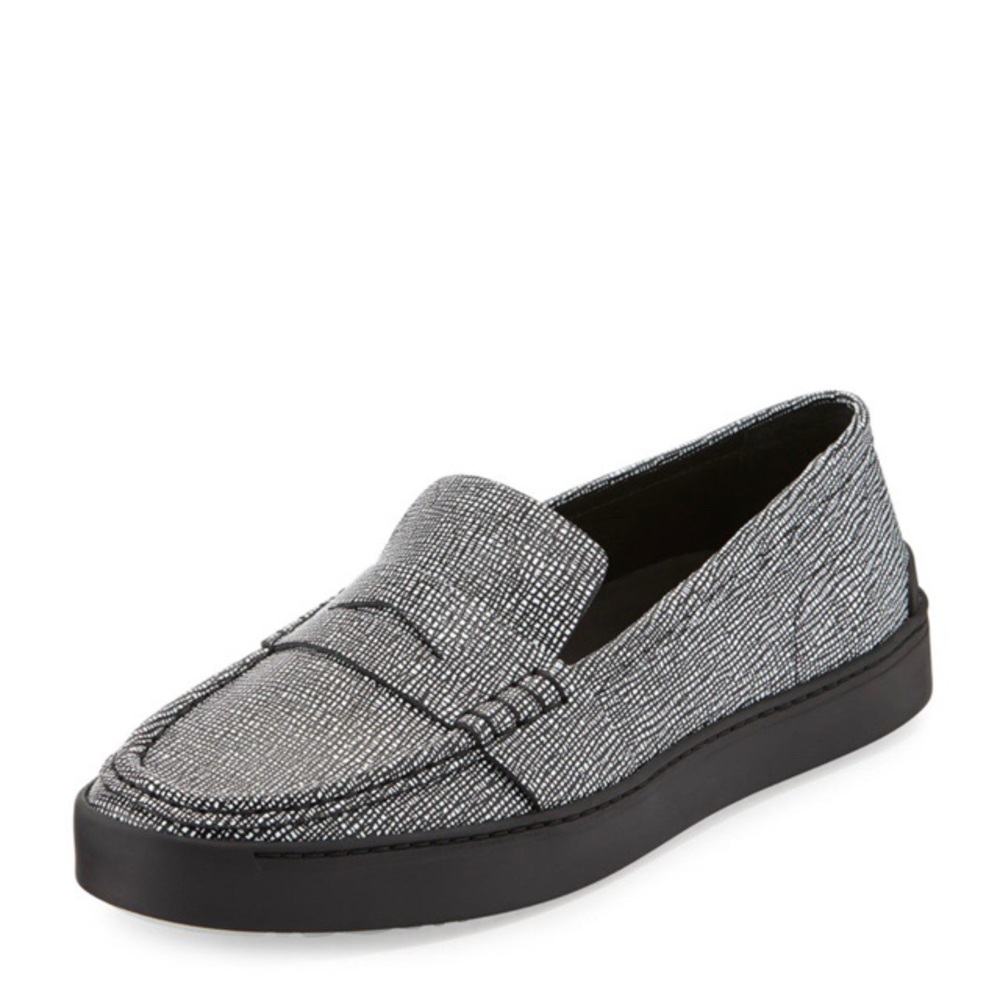 Rag & Bone Colby Saffiano Marbled Black & White Leather Loafers Oxfords